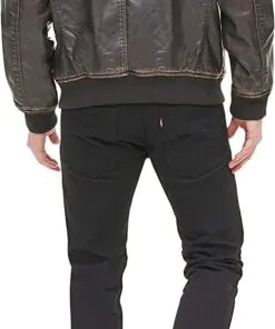 Men's Faux Leather Sherpa Aviator Bomber Jacket - Image 3