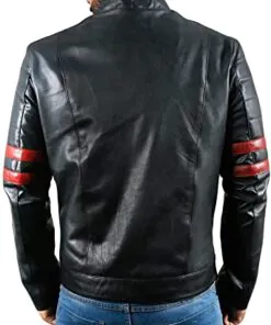Alternative view of Men's Genuine Lambskin Leather Jacket (Black, Biker Jacket)