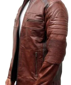 Café Racer Vintage Brown Men’s Real Leather Jacket || Distressed Waxed Jacket - Image 5