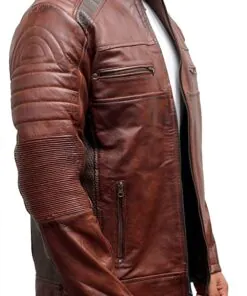Café Racer Vintage Brown Men’s Real Leather Jacket || Distressed Waxed Jacket - Image 4