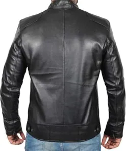 Alternative view of Genuine Black Leather Jacket Men - Real Lambskin Motorcycle Mens Leather Jackets
