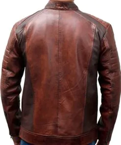 Café Racer Vintage Brown Men’s Real Leather Jacket || Distressed Waxed Jacket - Image 2