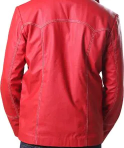 Brad Red Real Leather Jacket FC Shirt Collor Durden Coat Tyler Jacket - Image 2