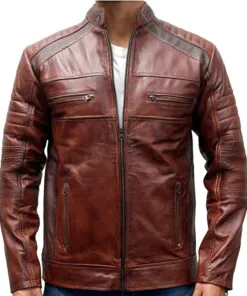 Café Racer Vintage Brown Men’s Real Leather Jacket || Distressed Waxed Jacket - Image 3