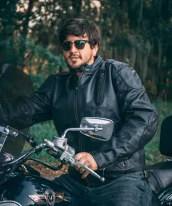 Mens Leather Motorcycle Jackets Black Moto Riding Motorbike Racing Cafe Racer Biker Jacket - Image 3