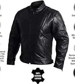 Mens Leather Motorcycle Jackets Black Moto Riding Motorbike Racing Cafe Racer Biker Jacket - Image 4