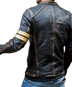 Alternative view of Mens Brown Café Racer Distressed Quilted Motorcycle Armored Mesh Lined Padding Racing Leather Jacket