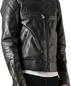 Mens David Beckham Black Real Leather Jacket. - Image 7