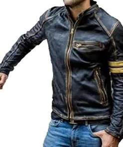 Mens Brown Café Racer Distressed Quilted Motorcycle Armored Mesh Lined Padding Racing Leather Jacket - Image 3