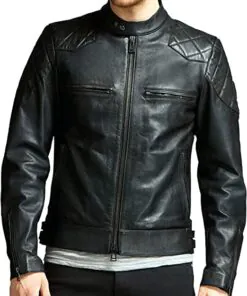 Mens David Beckham Black Real Leather Jacket. - Image 4