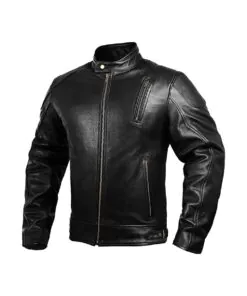 Mens Leather Motorcycle Jackets Black Moto Riding Motorbike Racing Cafe Racer Biker Jacket - Dominic