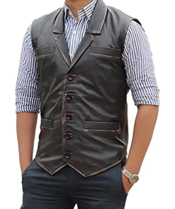 Hell on Wheels Cullen Bohannan Real Leather Motorcycle Biker Vest - Image 3