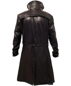 Alternative view of MEN'S GERMAN WW2 BROWN BELTED FUR REAL LEATHER TRENCH LONG WINTER COAT JACKET
