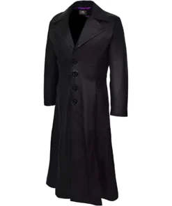 Men’s Vampire Dracula Vintage Black Real Sheepskin Leather Long Length Trench Coat