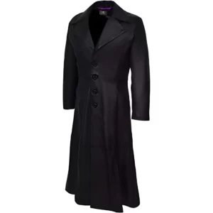 Men’s Vampire Dracula Vintage Black Real Sheepskin Leather Long Length Trench Coat