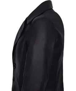 Alternative view of Men’s Vampire Dracula Vintage Black Real Sheepskin Leather Long Length Trench Coat