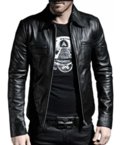 Men's Genuine Lambskin Leather Jacket (Black, Biker Jacket)