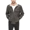 Faux Leather Sherpa Aviator Bomber Jacket