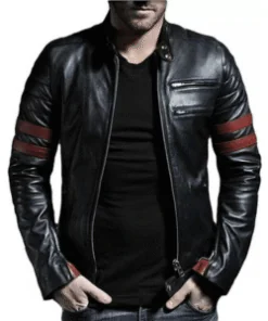 Men's Genuine Lambskin Leather Jacket (Black, Biker Jacket)