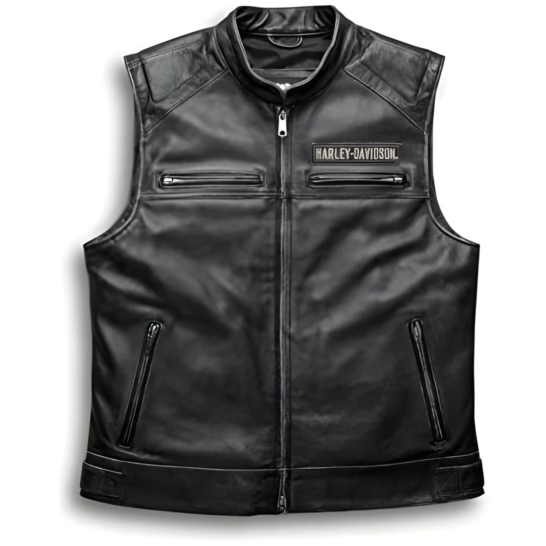 Passing Link Vest Starts Rugged Cow Leather Harley Davidson Jacket