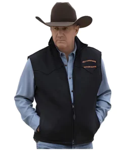 Men’s TV Series John Dutton Yellowstone Cowboy Rip Kevin Costner Black Cotton Vest Jacket