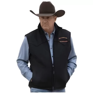Men’s TV Series John Dutton Yellowstone Cowboy Rip Kevin Costner Black Cotton Vest Jacket