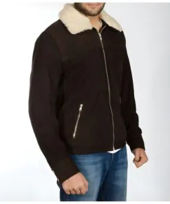 Alternative view of Men's Walking Dead Season 4 Rick Grimes Genuine Brown Suede Leather Jacket