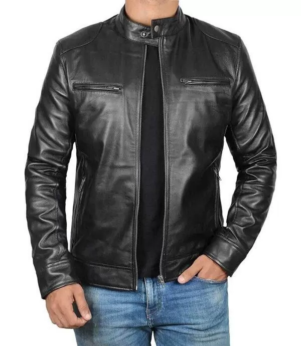 Genuine Black Leather Jacket Men – Real Lambskin Motorcycle Mens' Leather Jackets
