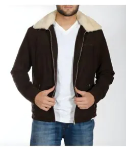 Men's Walking Dead Season 4 Rick Grimes Genuine Brown Suede Leather Jacket - Image 3