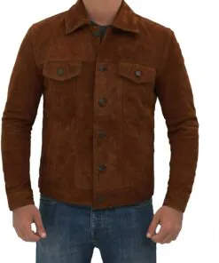 Men’s Logan Cowboy Style Brown Suede Leather Jacket