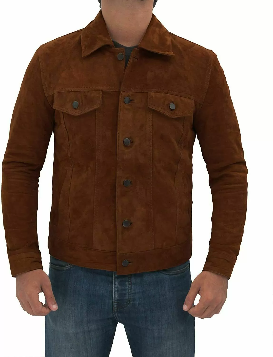 Men’s Logan Cowboy Style Brown Suede Leather Jacket