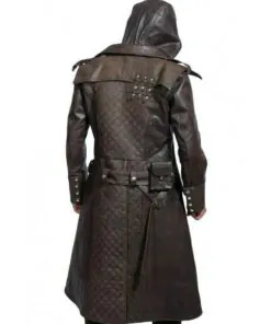 O.T.S Men's Assassin Brown Genuine Leather Trench Costume Coat I Jacob Frye Brown Leather Coat