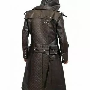 O.T.S Men's Assassin Brown Genuine Leather Trench Costume Coat I Jacob Frye Brown Leather Coat