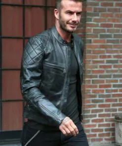 Alternative view of Mens David Beckham Black Real Leather Jacket.