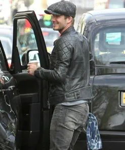 Mens David Beckham Black Real Leather Jacket. - Image 3