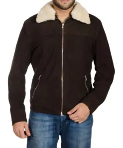 Walking Dead Season 4 Rick Grimes Genuine Brown Suede Leather Jacket