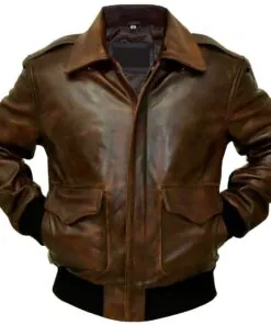 Men's A-2 Aviator Distressed Brown Genuine Flight Bomber Leather Jacket