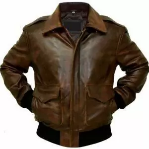 Men's A-2 Aviator Distressed Brown Genuine Flight Bomber Leather Jacket