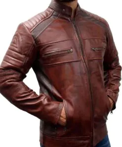 Café Racer Vintage Brown Men’s Real Leather Jacket || Distressed Waxed Jacket