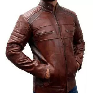 Café Racer Vintage Brown Men’s Real Leather Jacket || Distressed Waxed Jacket