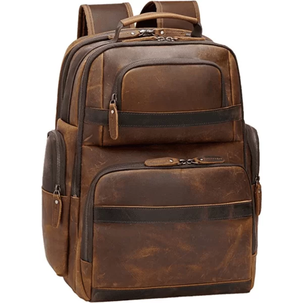 US Men’s Leather Backpack 15.6″ Laptop Bag Large Capacity Business Travel Hiking Shoulder Daypacks