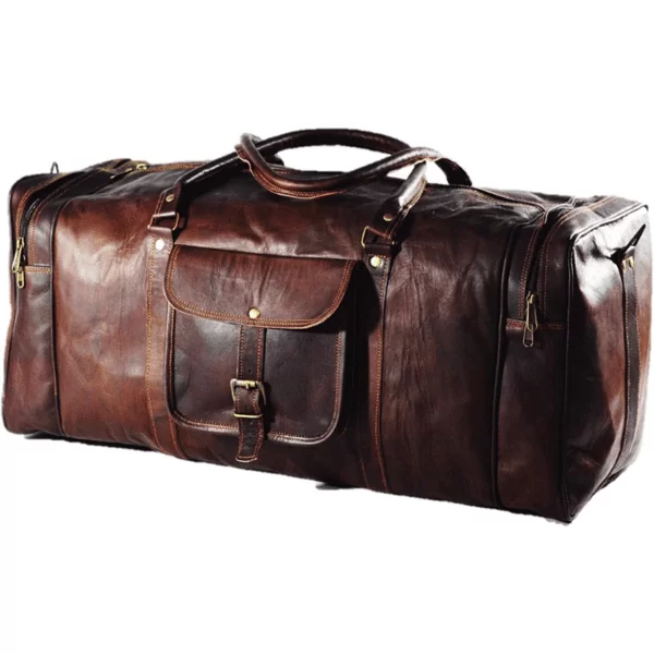 Duffel Bag Genuine Vintage Brown Leather Goat Hide 24″ Travel Luggage Bag