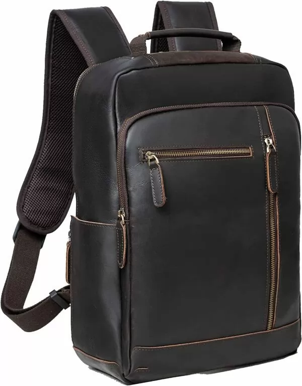 Leather Backpack For Men, Laptop Bag College Bag, Men’s 15.6 Inch Laptop Backpack For Daypack Backpacks Black