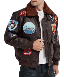G1 Bomber Air Force Real Cow Leather Maverick Aviator Bomber Leather Jacket