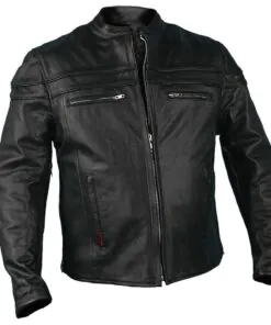 Leather Men’s Jacket with Double Piping