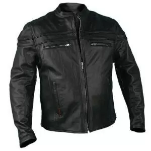 Leather Men’s Jacket with Double Piping