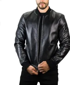 Leather Bomber Jacket – Genuine Sheepskin For Men In Black