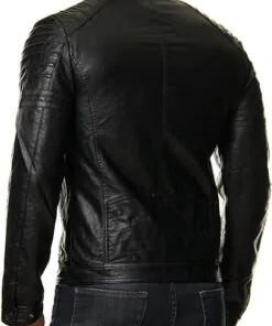 Alternative view of Biker Men's Real Leather Black Bomber Jacket