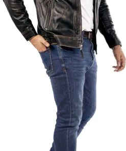 Lambskin Leather Jacket - Men's Casual Style Café Racer Real Quilted Style for Motorcycle - Image 4