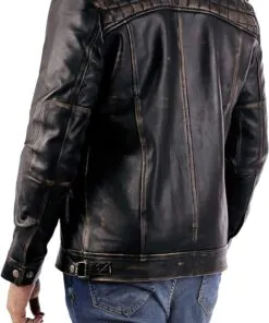 Alternative view of Lambskin Leather Jacket - Men's Casual Style Café Racer Real Quilted Style for Motorcycle